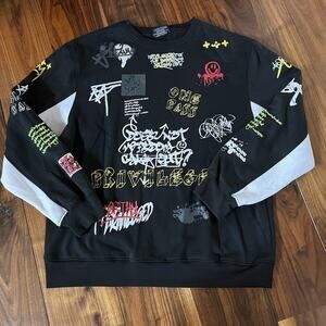 Bleecker & Mercer Black Graffiti Style Sweatshirt RN 92291 Size 3X